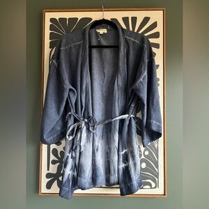 NWOT Cloth & Stone Blue Tie-Dye Kimono Wrap Top Size Small